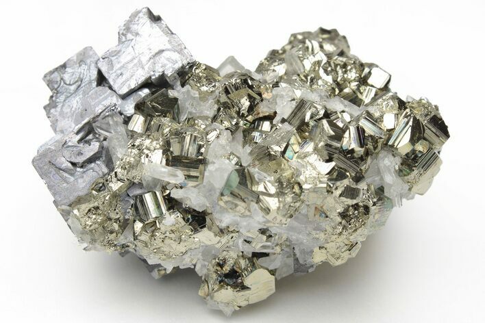 Cubic Galena, Pyrite, and Quartz Crystal Association - Peru #213650